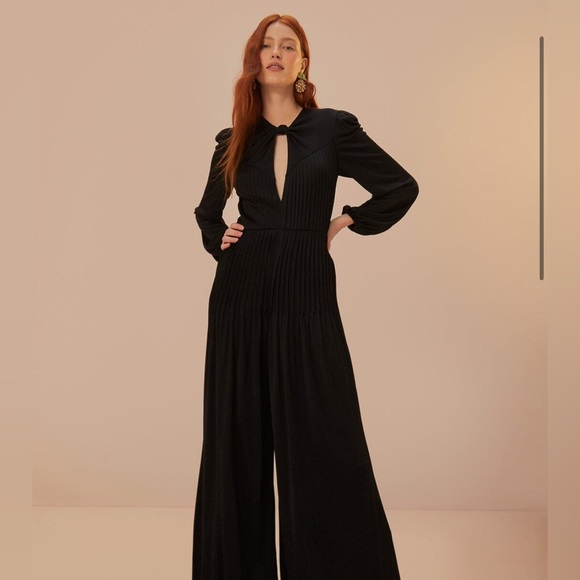 Farm Rio Black Long Sleeve Knot Jumpsuit - Picture 3 of 7